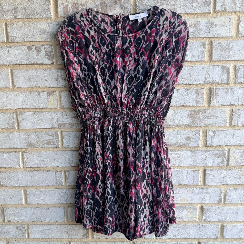 IRO Sleeveless Round Neck Multicolor Abstract Ohno Georgette Dress Size 34 (XS)